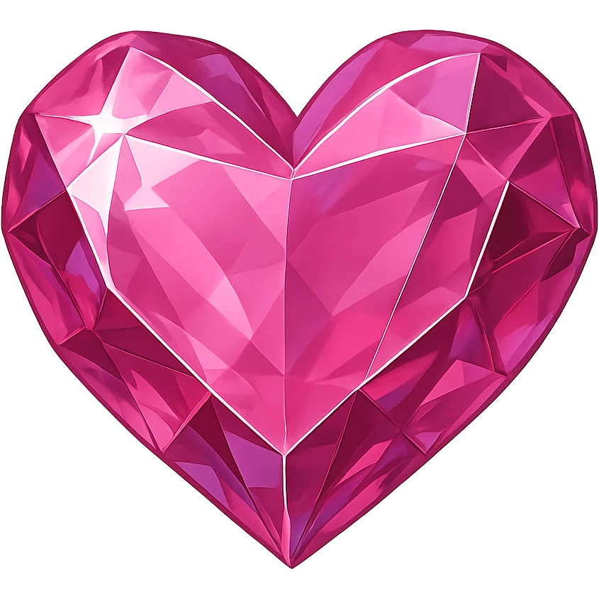 pink crystal heart, digital illustration emoji