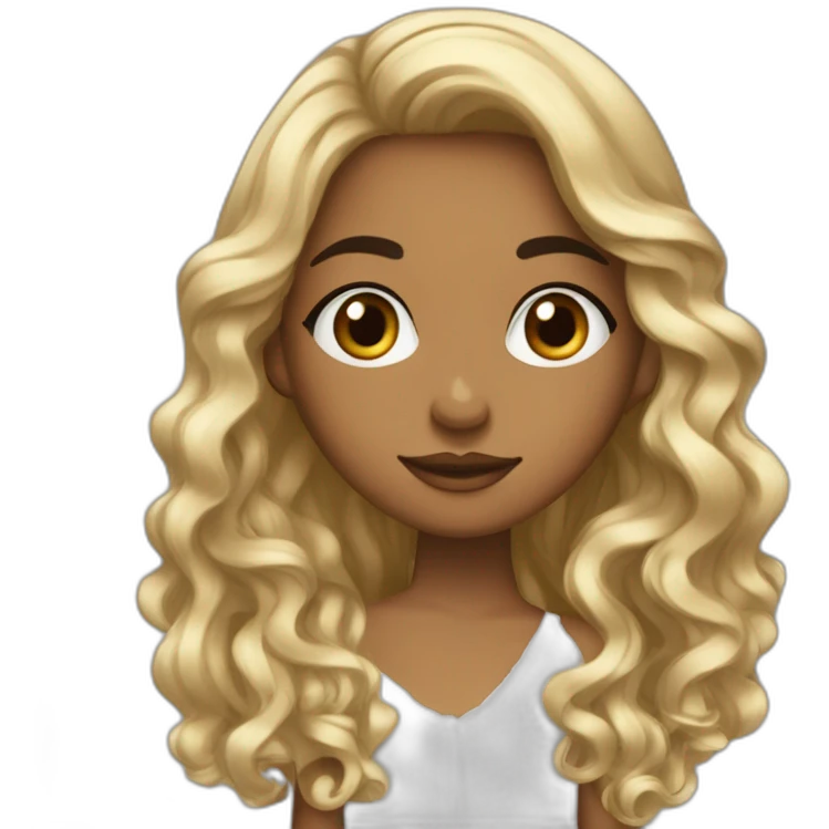 Fille métisse cheveux long bouclé et noir marocaine emoji
