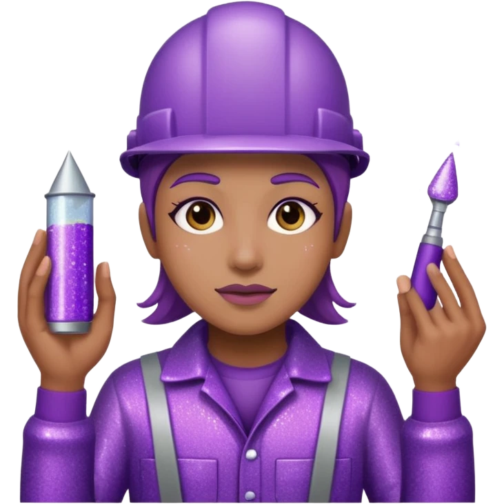 industrial worker wearing glitter purple glittery clothes emoji