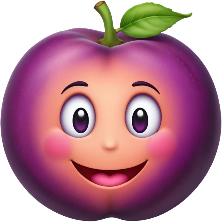 classic eggplant emoji inserted into the crack of a peach emoji, playful emoji