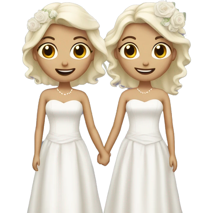 Two pale brides getting married emoji