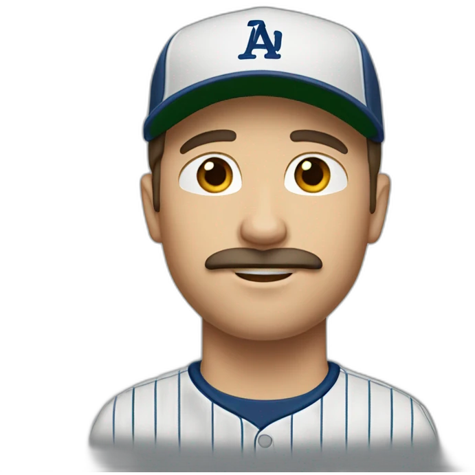 white man with brown hair and baseball cap and mustache emoji
