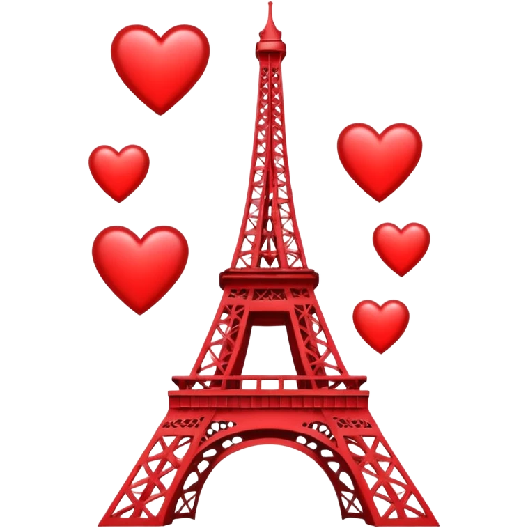 Eiffel Tower with hearts around it emoji