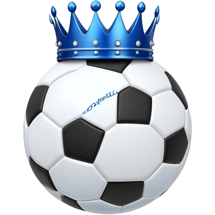Blue crown on regular soccer ball emoji