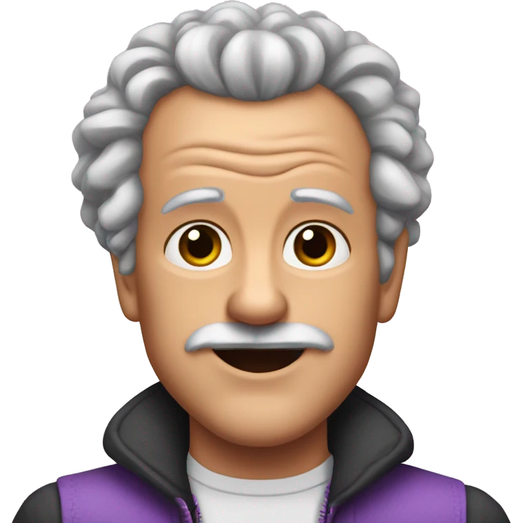 Old man with dark curly hair and a jojo siwa bow emoji