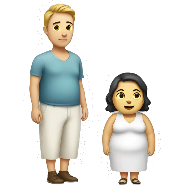 Fat woman and thin man emoji