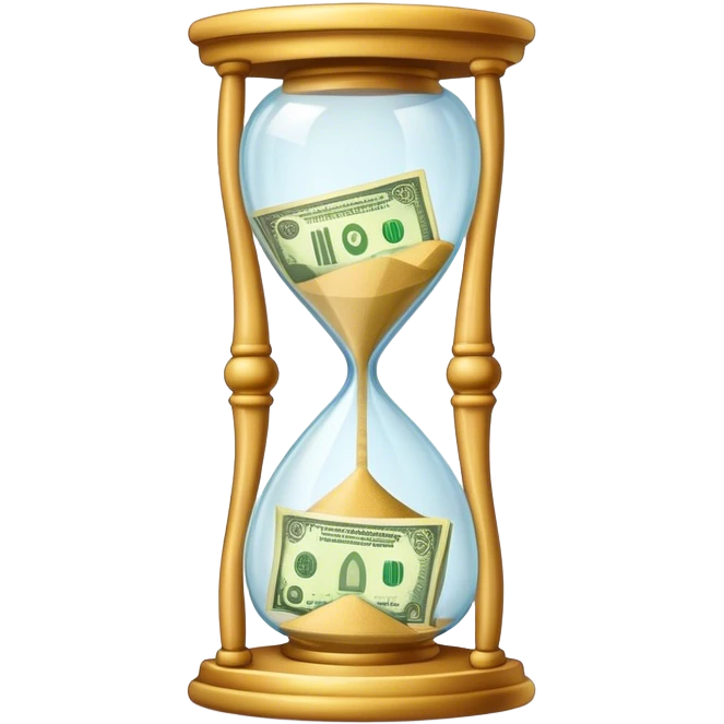 Sandglass whith banknotes emoji