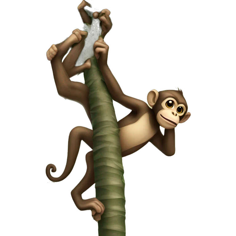 Monkey crawling up a palmtree emoji