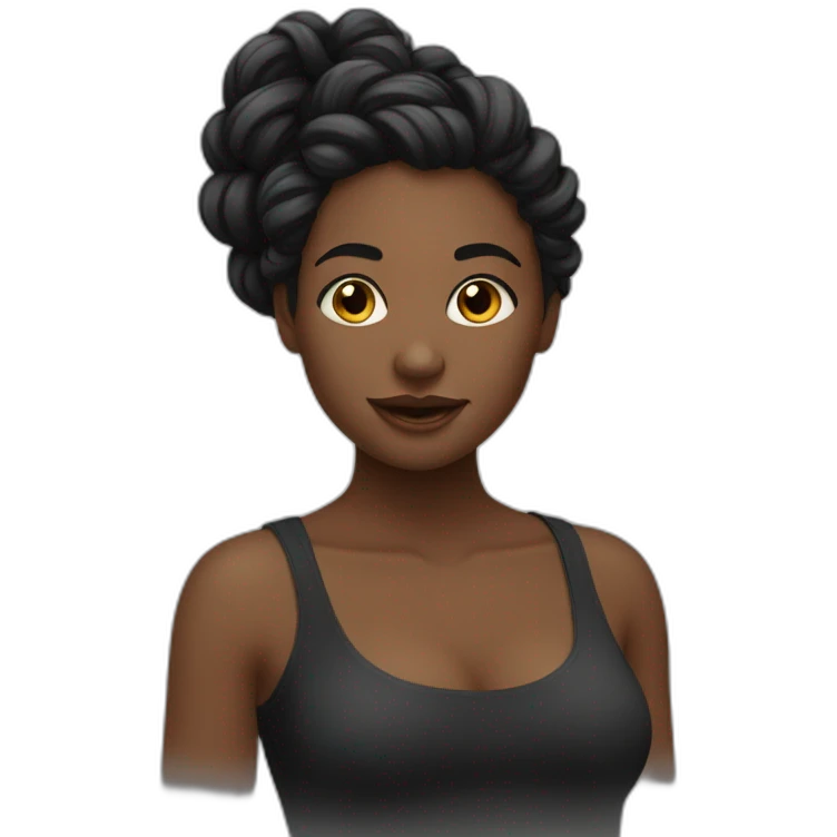 Fille noir avec des tresses longues emoji