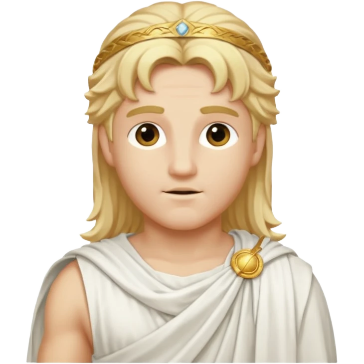 Apollo, God of Light from Gods and Goddesses with long golden blonde hair, white outfit emoji