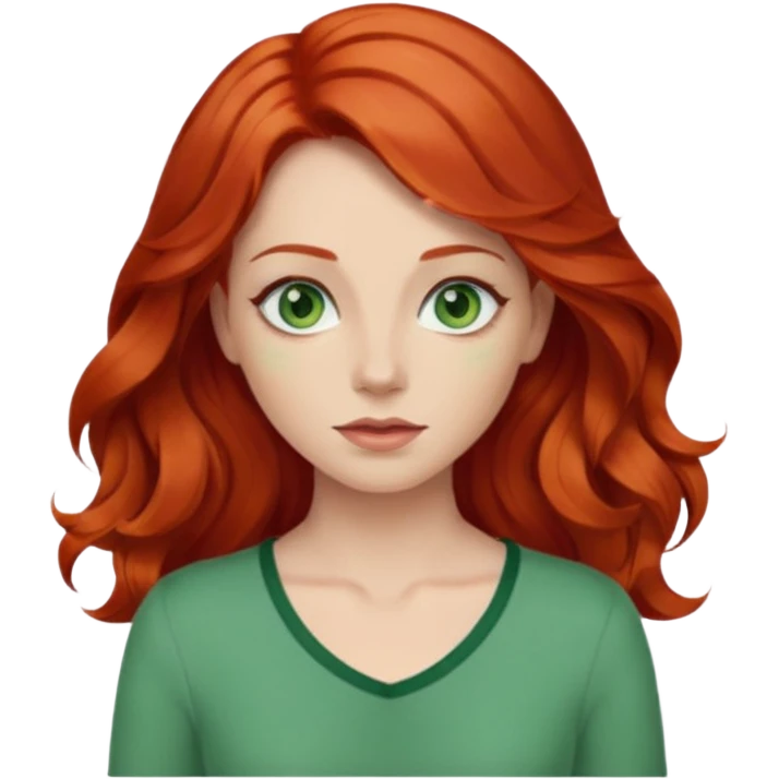 je veux un emoji femme rousse les yeux verts et les cheveux plus longs qu'au épuales emoji