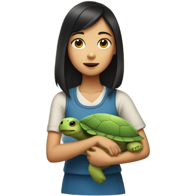 an asian girl but instead of a human body she has the body of a turtle emoji