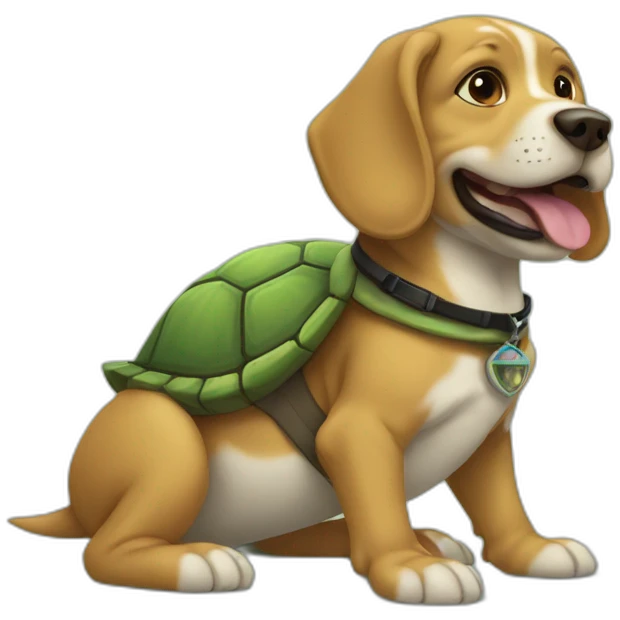 Un chien sur une tortue emoji