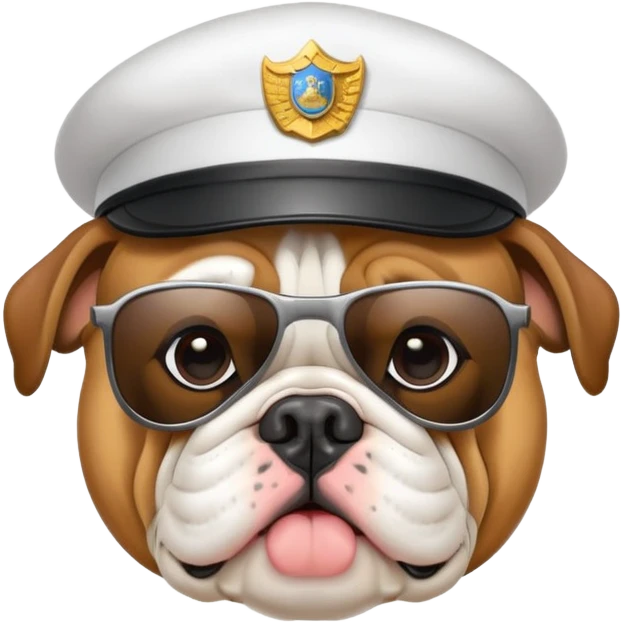 bulldog wearing sunglasses and security hat emoji