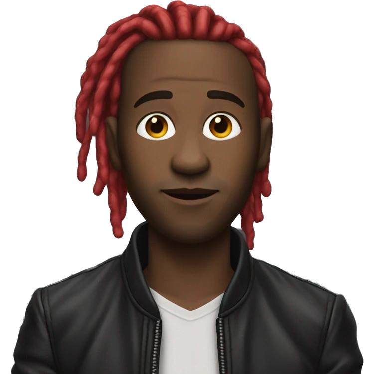 Black man with red dreads long hair in black leather jacket emoji