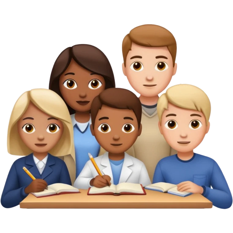 five people studying together emoji