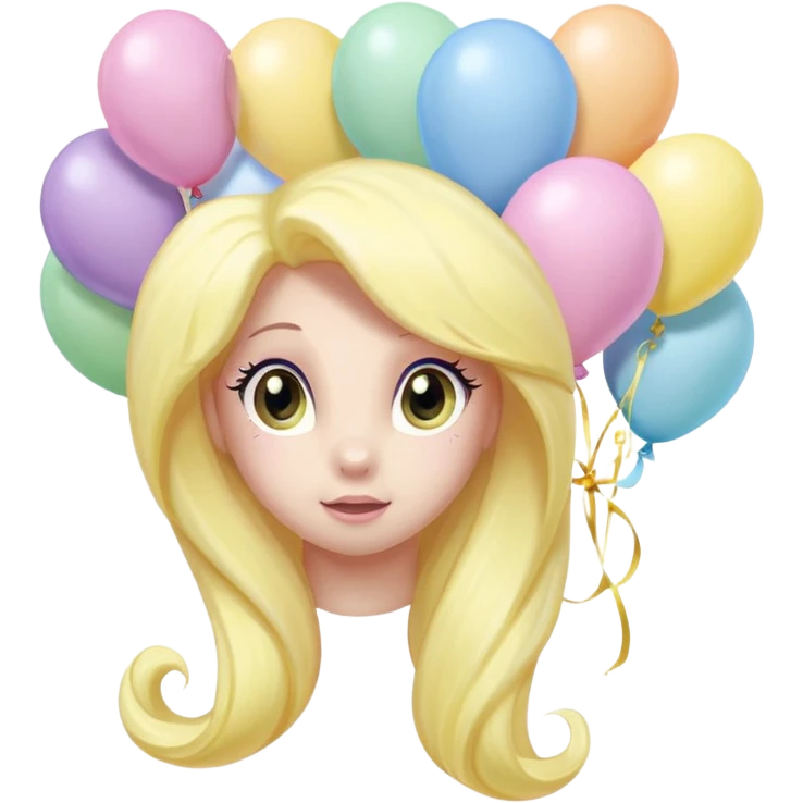 fluttershy mlp pastel balloons floating above its mane. emoji