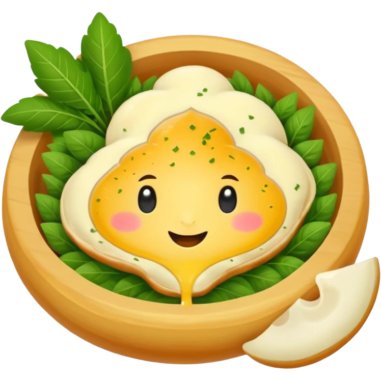 Georgian cuisine avatar in bright emoji-style illustration. Khachapuri and herbs, rich golden and green colors, simple shapes, flat design, strong character. Without human emoji