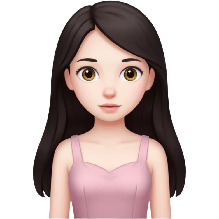 Девочка с длинными темными волосам в нежно розовом emoji