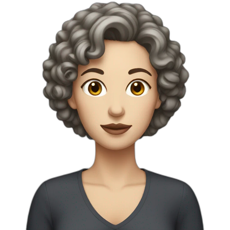 white woman with short dark curly hair emoji