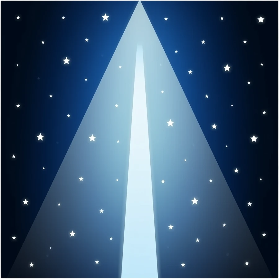 A light beam shinning through the darkness of night brightly emoji