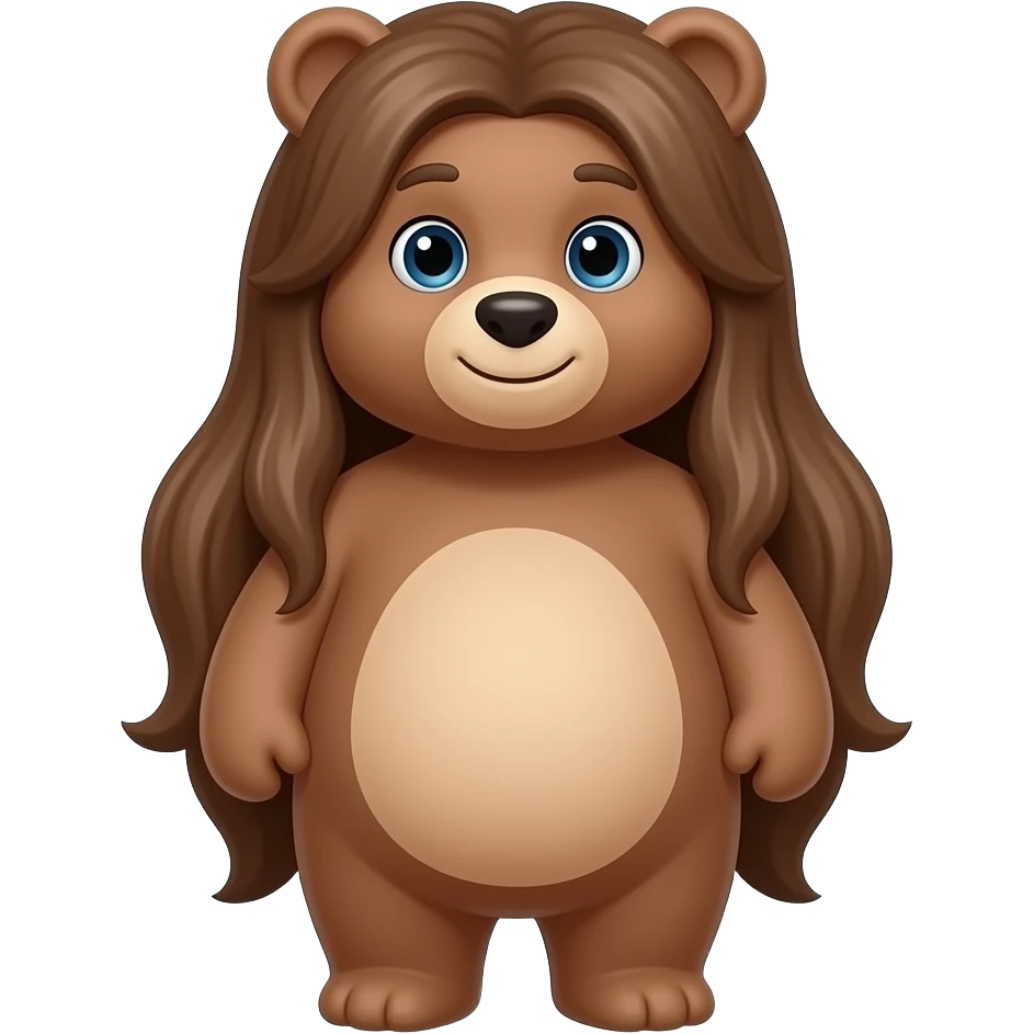 4 inch bear long hair man brown hair blue eyes a chubby emoji