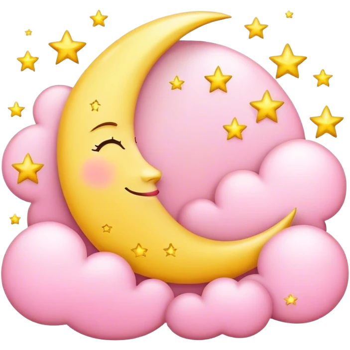 Moon and stars light pink and yellow emoji