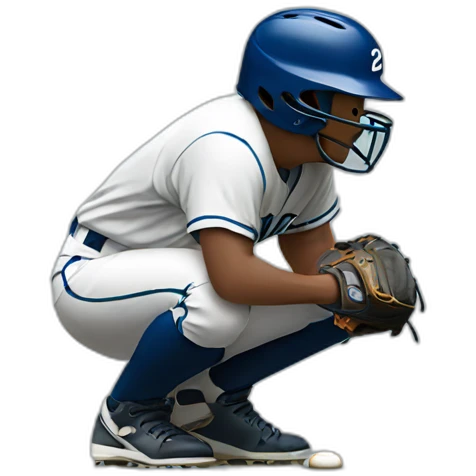 Man kneeling with baseball helmet on emoji