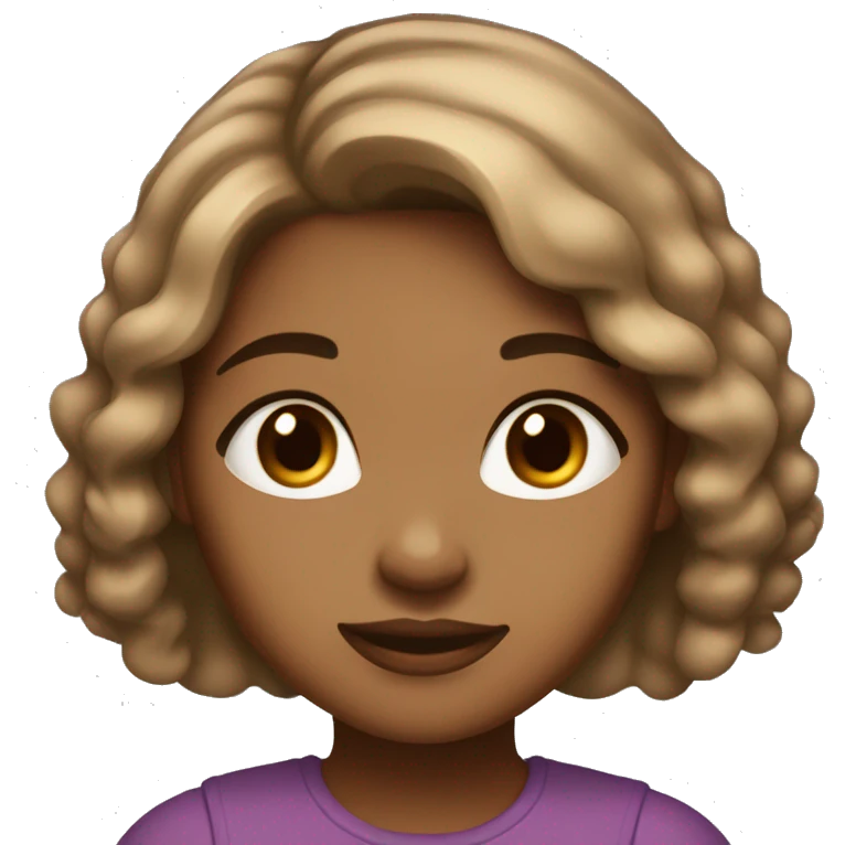 Light brown skin girl with medium hair that’s kind of thick and has black eyes emoji