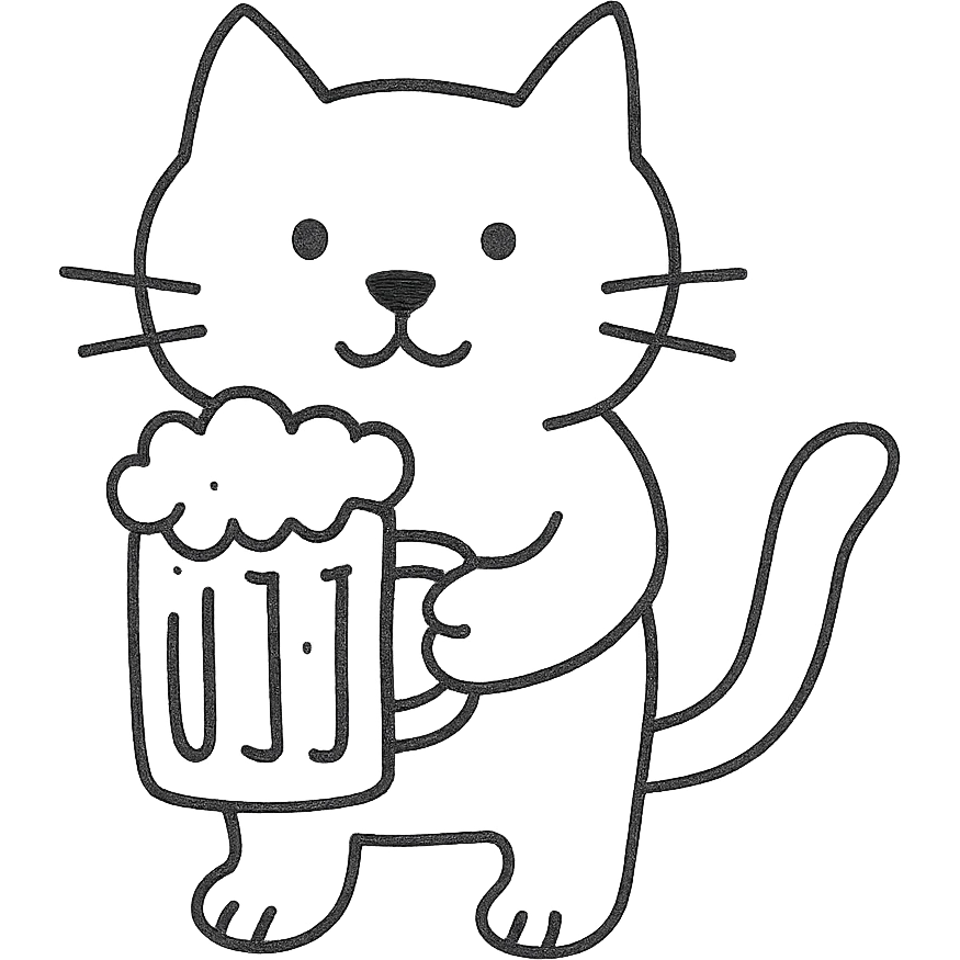 cat holding a beer emoji