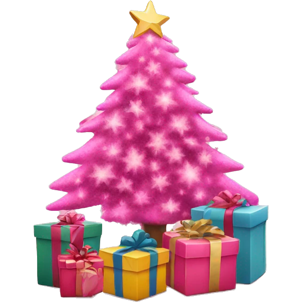 Pink Christmas tree and gifts  emoji