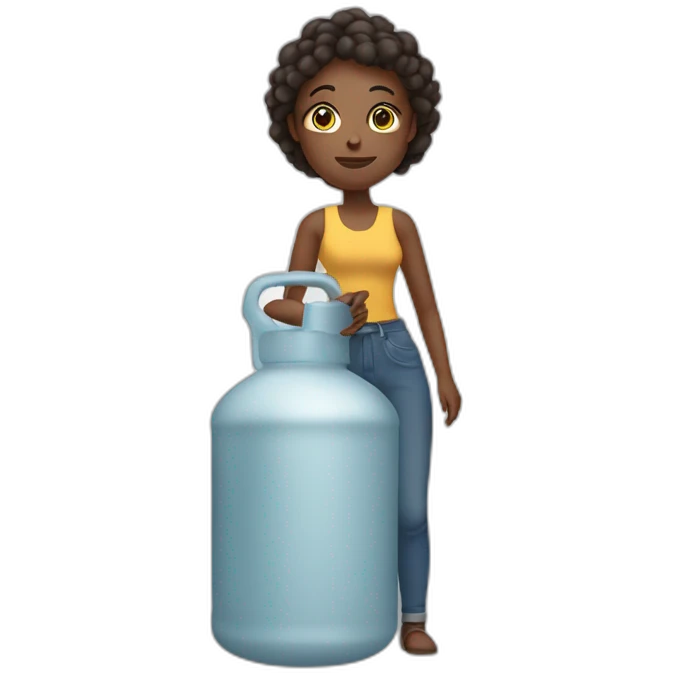 woman holding gigantic water canister emoji