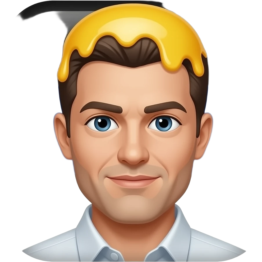 a tricolor with black on the top, blue in the middle and white on the bottom. also add an egg yolk being spilled on a mans head emoji