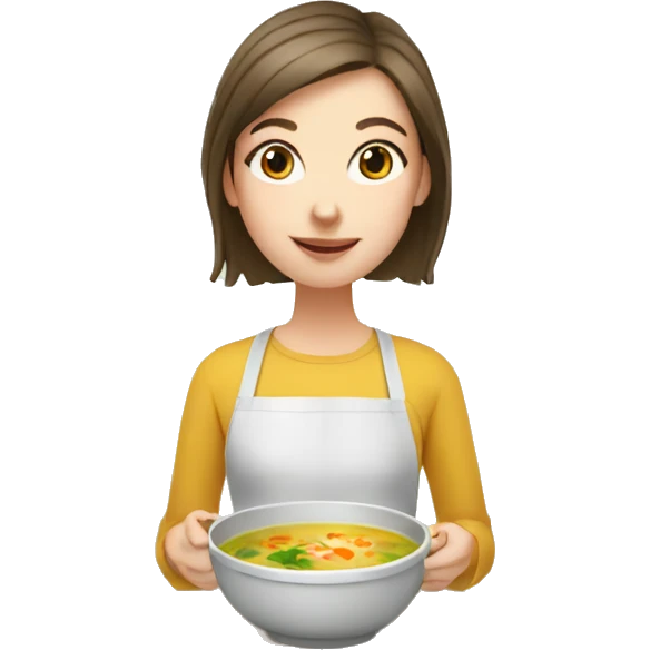 white girl making small bowl of soup emoji