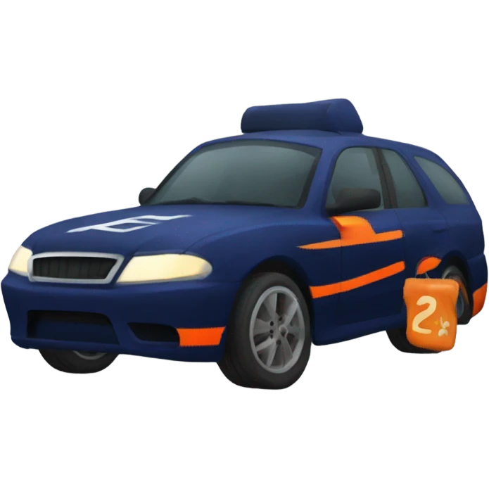 The word “ PS2 “ With a dark blue and orange theme emoji