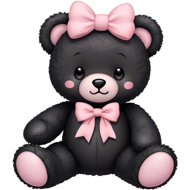 light black teddy bear with pastel pink bow emoji