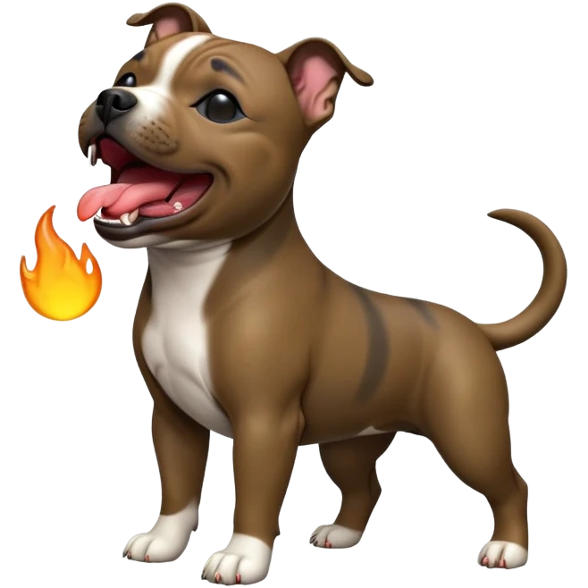 cinematic-[yawning Staffordshire bull terrier]-realistic-full-body-standing-emoji,-tail-resting-loosely-beside-its-paws,-head-tilted-dramatically, -sleek-[dark solid brindle]-fur,-simplified-yet-realistic-focused-features,-highly-detailed,-glowing-with-an-almost-sarcastic-glow emoji