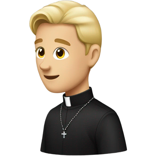 blond Vicar wearing black shirt and dog collar standing emoji
