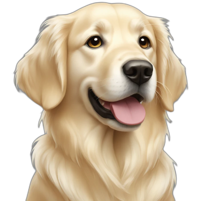 a teenage pure white golden retriever, and a gold retriever side by side emoji