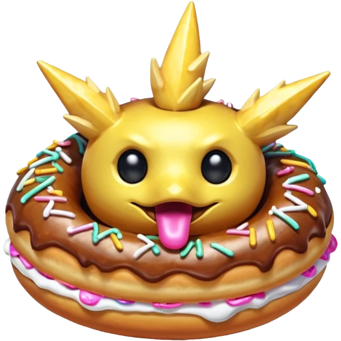 Necrozma Dusk Mane eating a sugary donut emoji