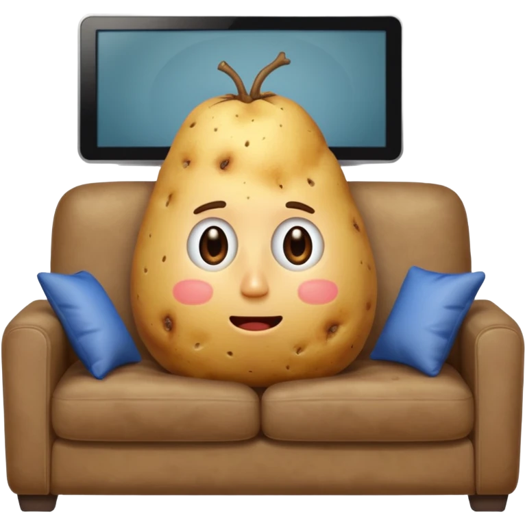 A potato on a couch watching tv emoji