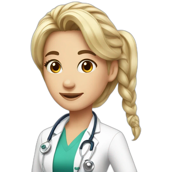 Cute doctor with carly hair  emoji