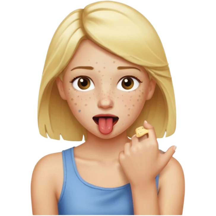 Emoji blonde girl lovingly , biting an arm emoji