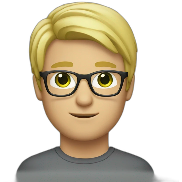 man with blond hair and green eyes and glasses emoji
