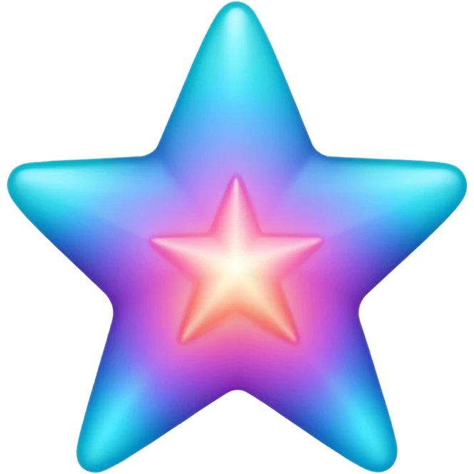 
Star color in in gradient of turquoise, blue, pink, purple, and coral emoji