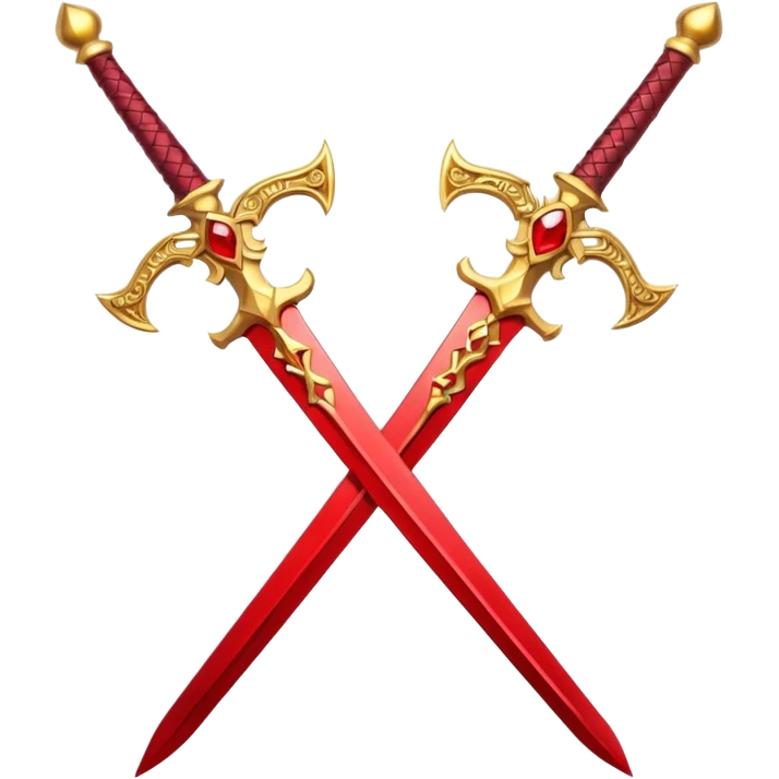 Two Golden royal swords with red gems emoji