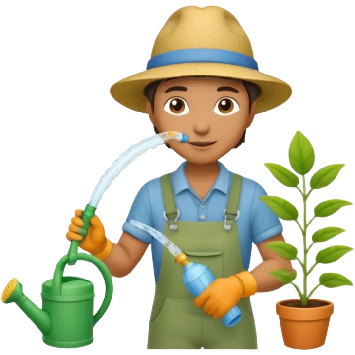 gardener watering with a hose emoji
