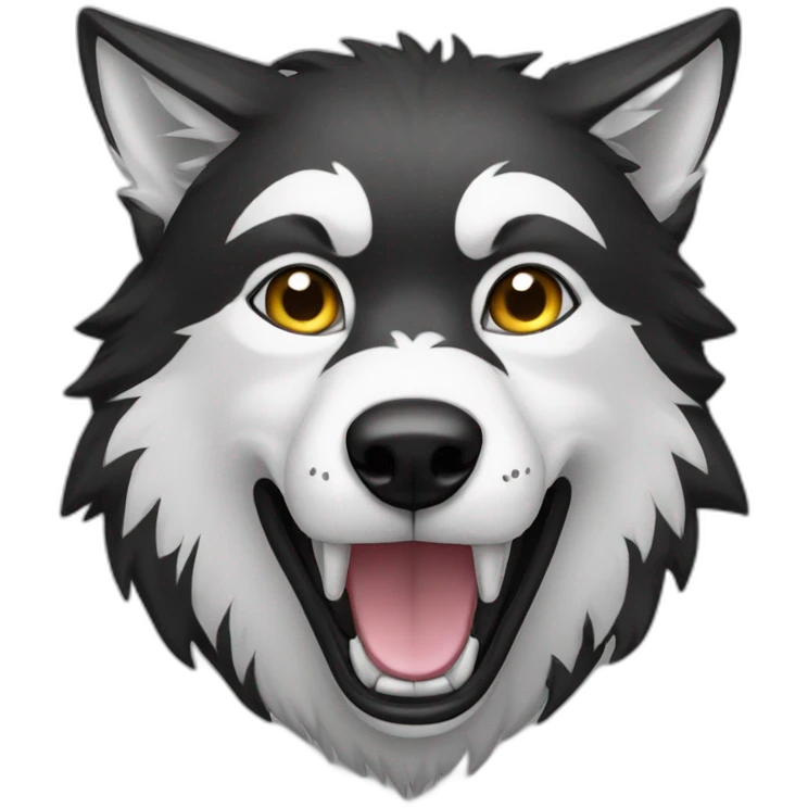 Black and white wolf emoji