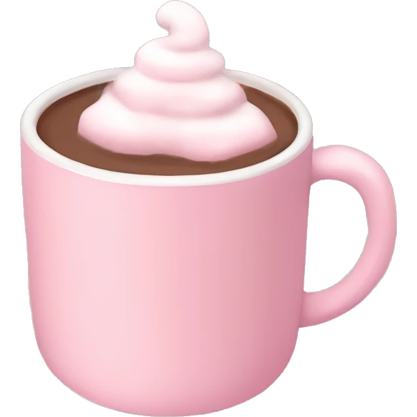 Aesthetic hot chocolate in light pink cup marshmallow  emoji