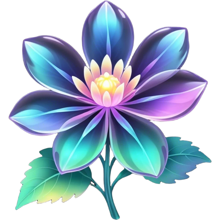 Dark Pastel iridescent transparent bio-luminescent flower emoji